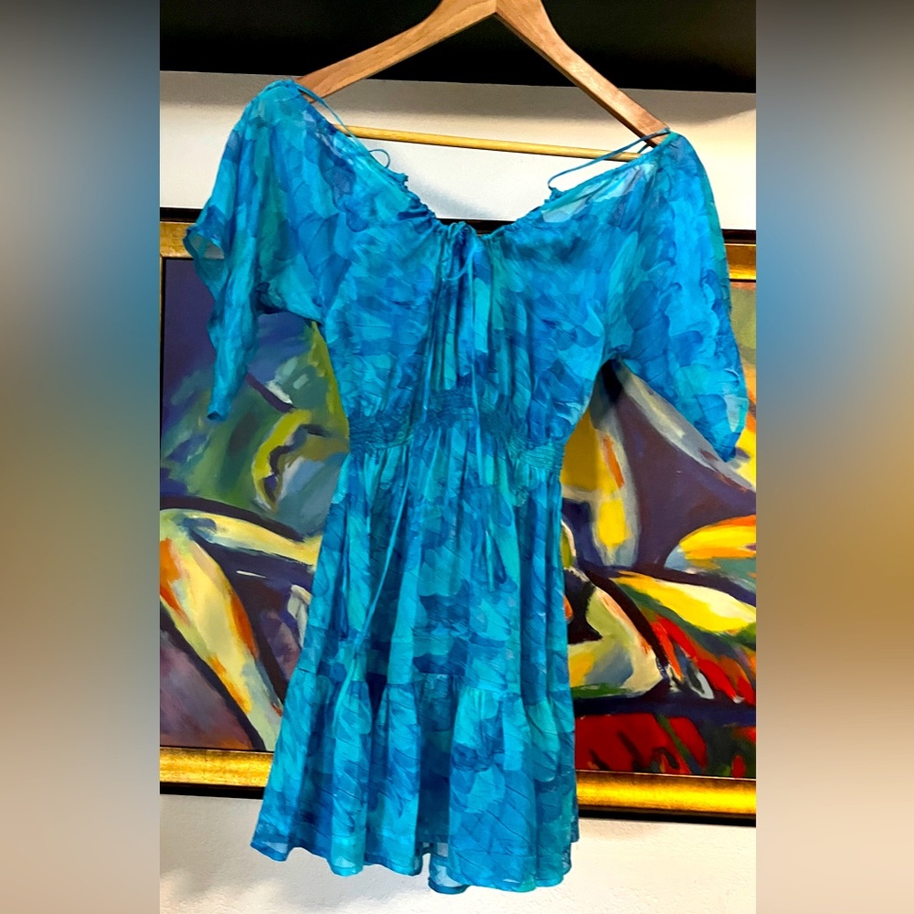 Lisa Blue CallThe Whale Silk Mini Beach CoverUp